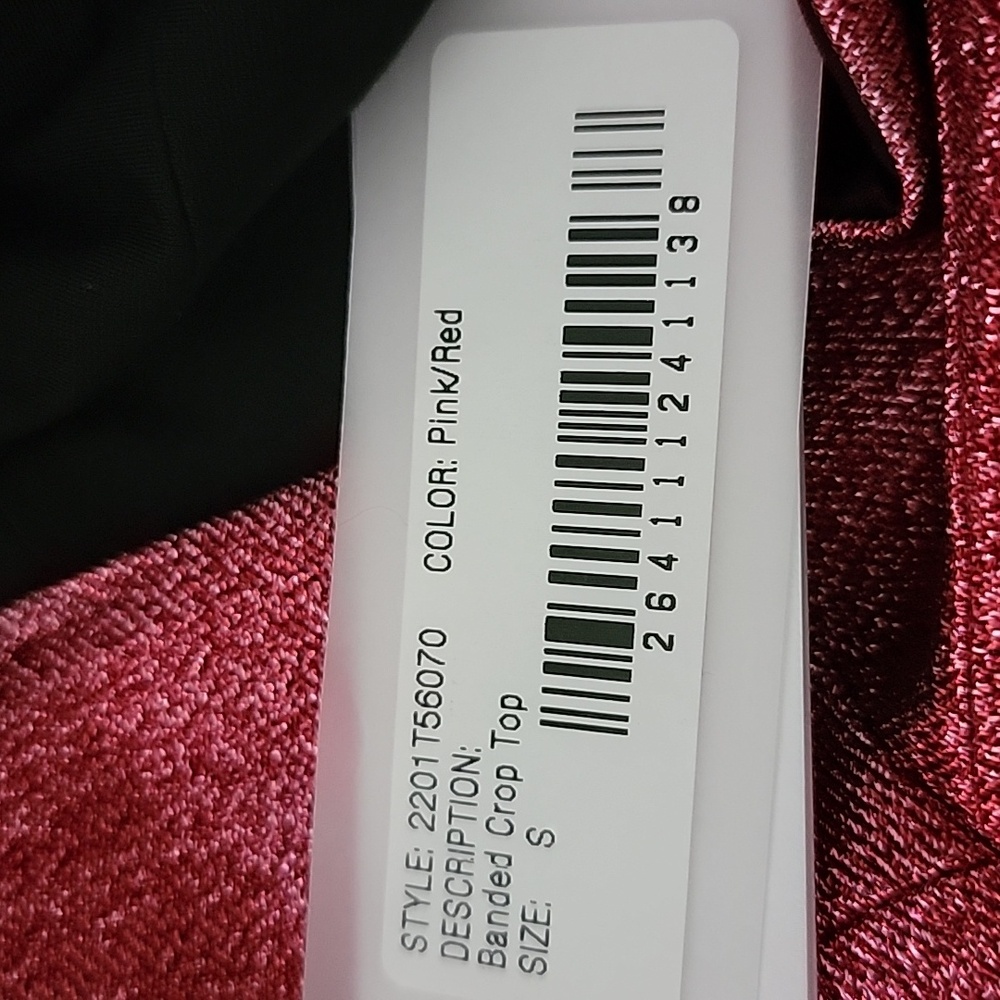 AREA NYC Banded Crop Top in Metallic Pink Small NWT - Picture 5 of 5